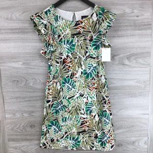 ECI | Tropical Palm Leaf Flutter Sleeve Mini Dress